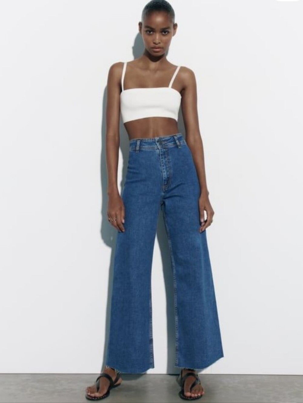 Zara Blue High-Waist Wide-Leg Jeans